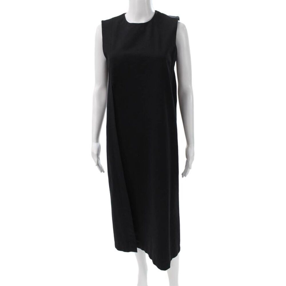 Erika Cavallini Womens Black Wool Shift Dress Sleeveless Round Neck Size 42